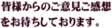 皆様からのご意見ご感想 をお待ちしております。