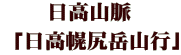 日高山脈  「日高幌尻岳山行」